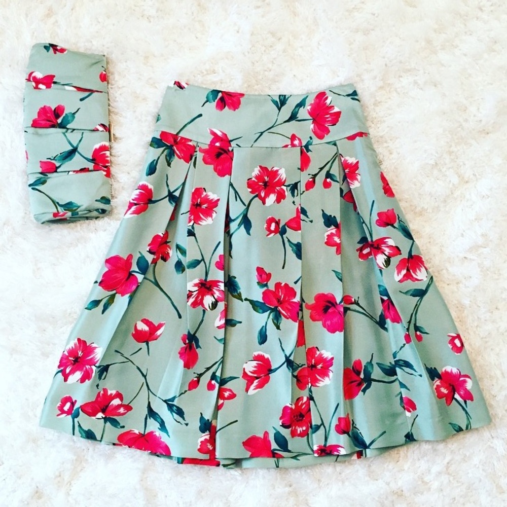 Express Pink and Blue Skater Skirt Set Casual Resort Wear